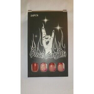 Artificial Nail Set 24pc Red / Glitter NIB